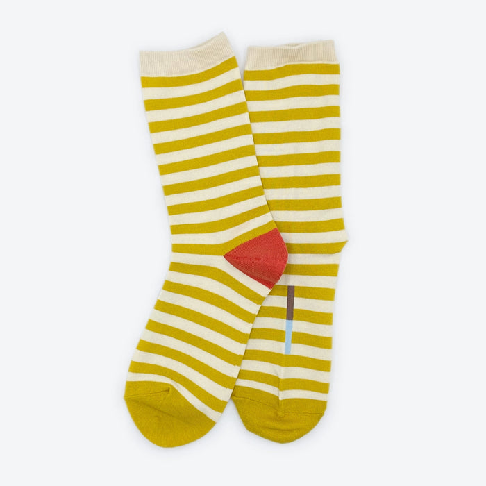 Eureka Striped Unisex Crew Socks in Yellow, White, Red