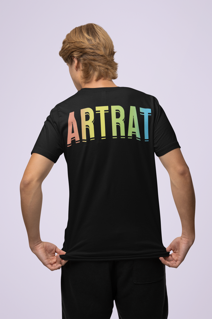 ArtRat Logowear Cotton T-Shirt - Black w/ Rainbow Logo (Design on Back)