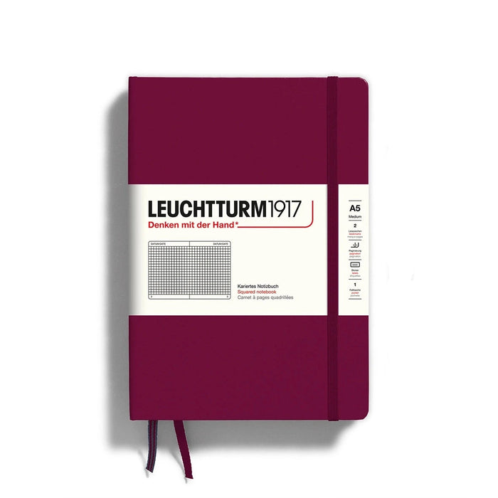 Leuchtturm 1917 Port Red Hardcover Squared Medium A5 Notebook