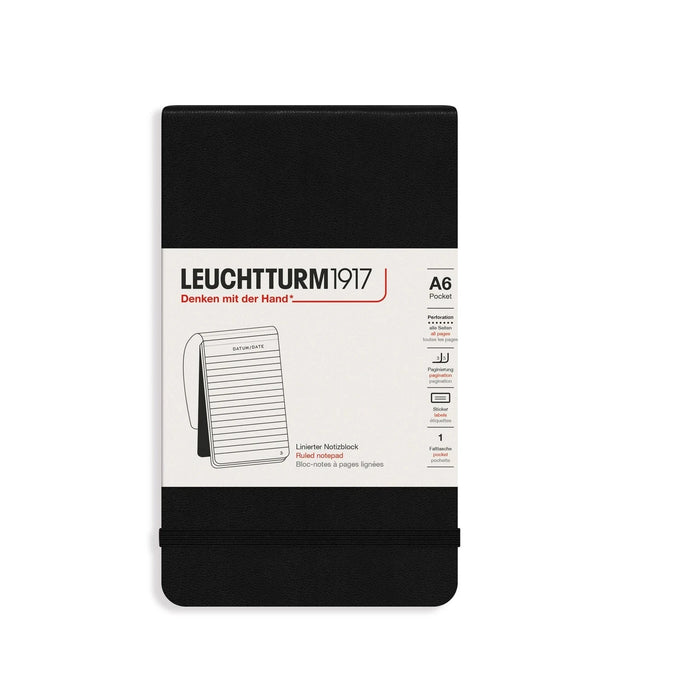 Leuchtturm 1917 Black Hardcover Ruled A6 Pocket Notebook