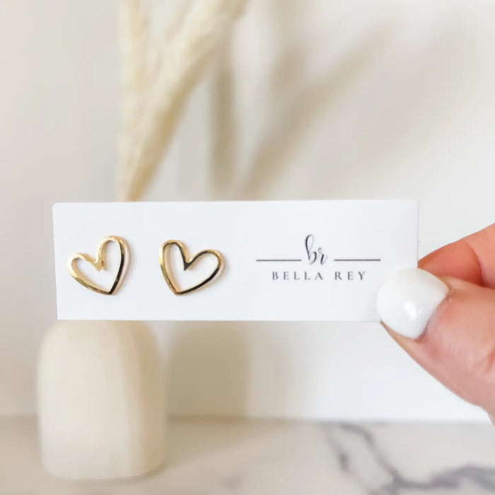 The Morgan Gold Plated Heart Stud Earrings