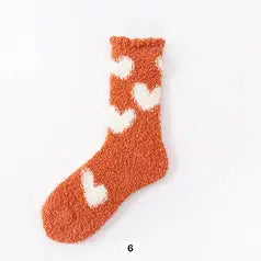 Fuzzy Heart Socks - Red