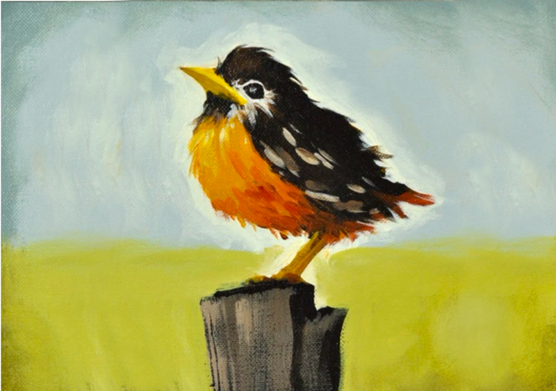 Baby Robin Bird Notecard - Designed by Nancy Tobin