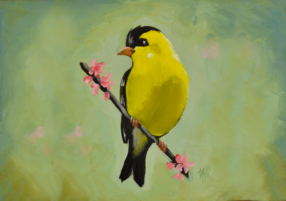 Goldfinch Bird Notecard - Designed by Nancy Tobin