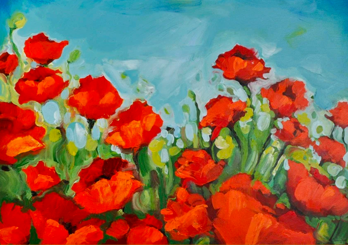 Field of Poppies Notecard - Designed by Nancy Tobin