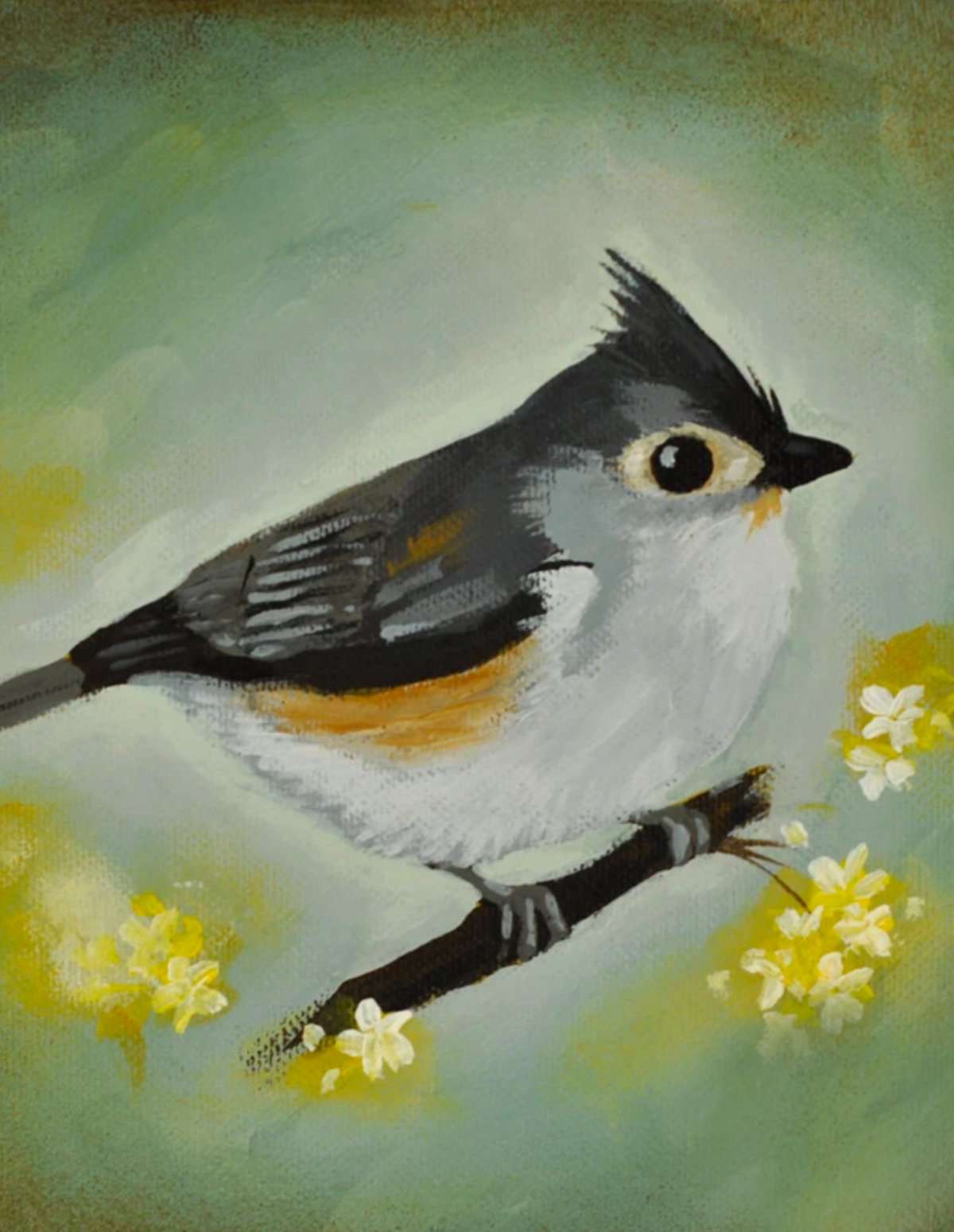 Tiny Titmouse Bird Notecard - Designed by Nancy Tobin