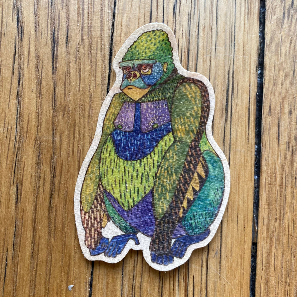 Gigi Gorilla Wood Sticker – ArtRat Gallery