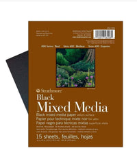 Strathmore 400 Series 6"x8" Black Mixed Media Pad, 184lb (15-Sheets)