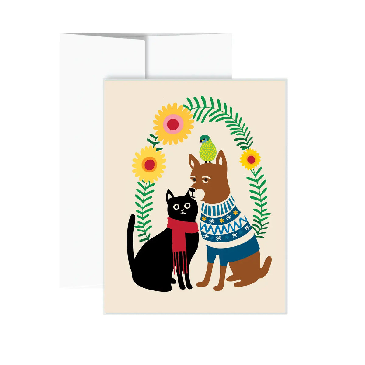 Holiday Card - Happy Family (Cat, Dog,Bird)