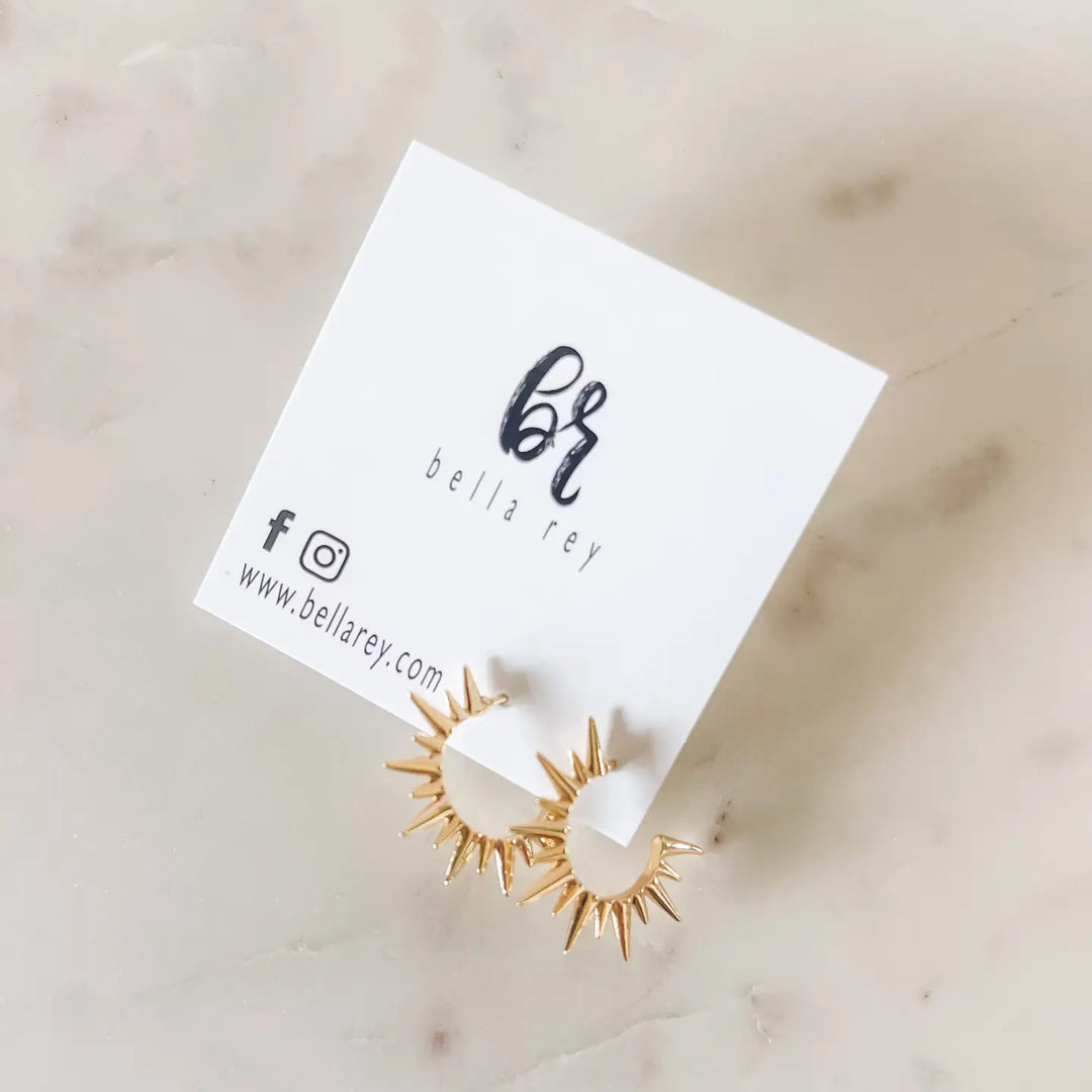 The Mikel 18k Gold Plated Starburst Stud Earrings - Hypoallergenic / Bella Rey