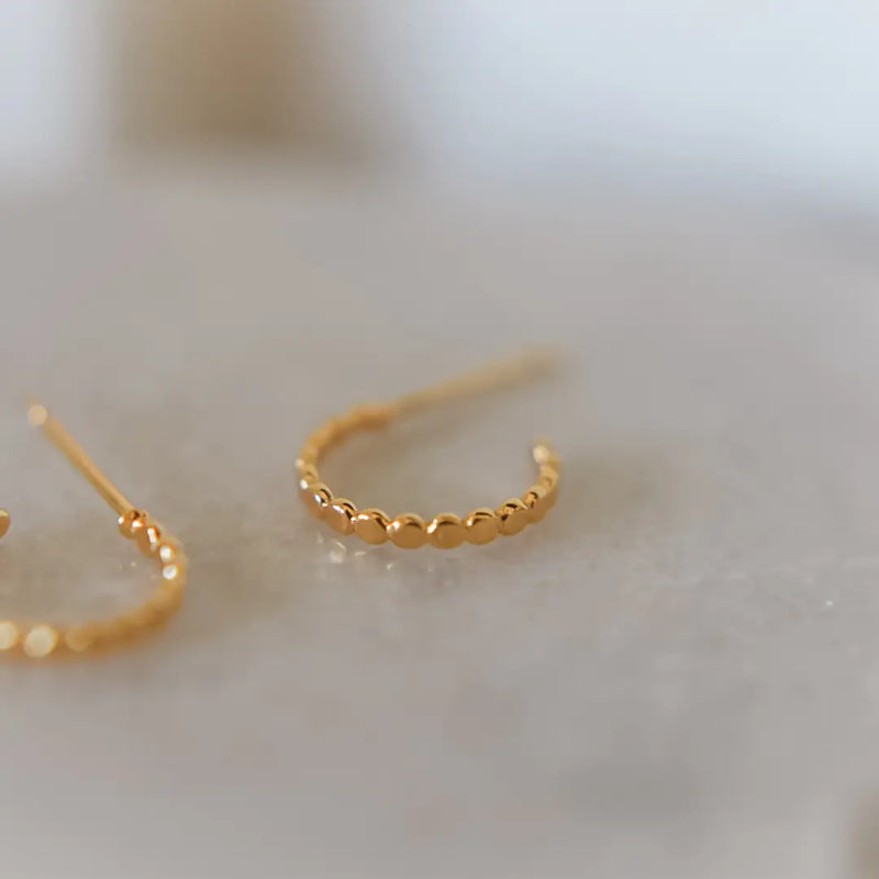 The Ali Gold Plated Dainty Hoop Studs - Hypoallergenic