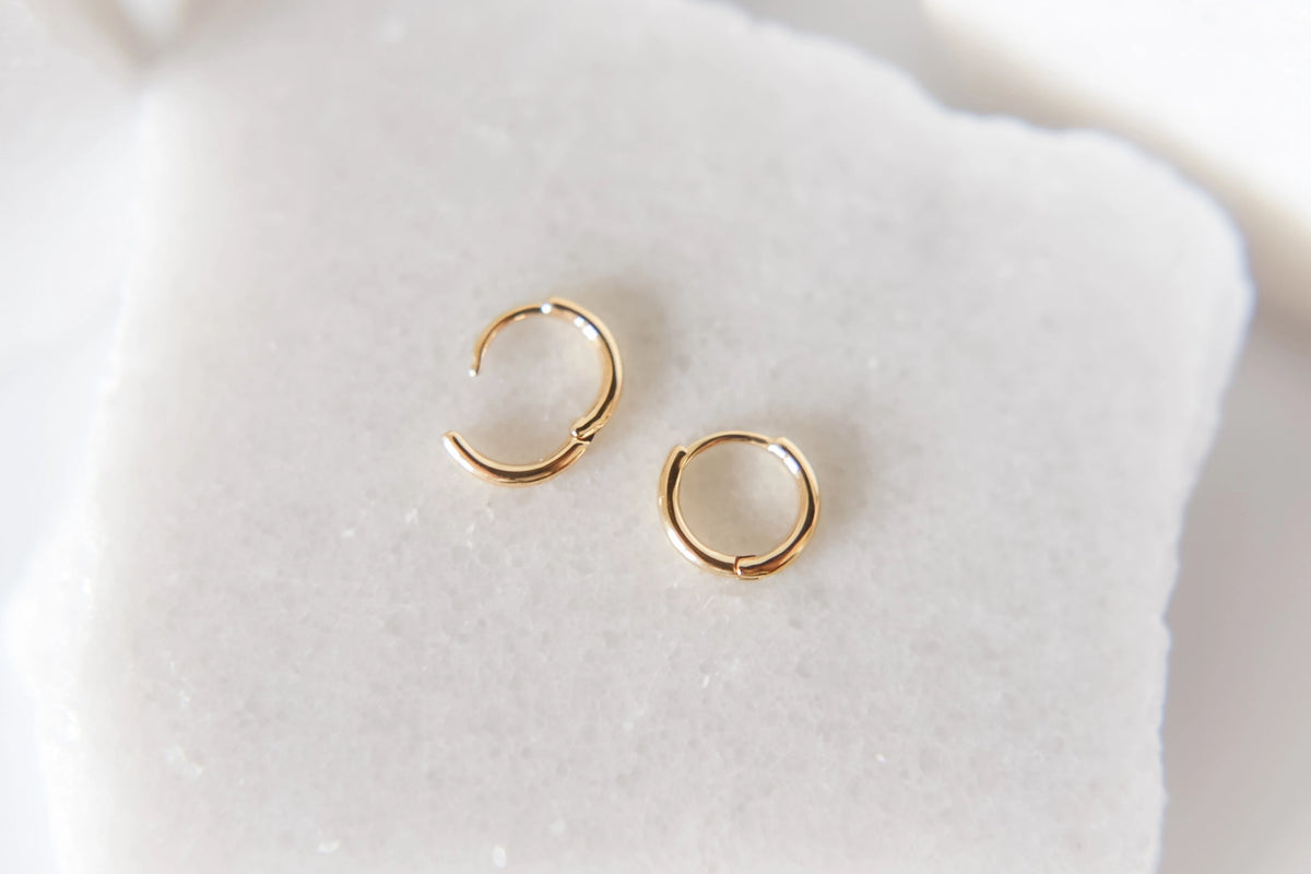 The Nia Gold Plated Dainty Hoops - Huggies - Hypoallergenic