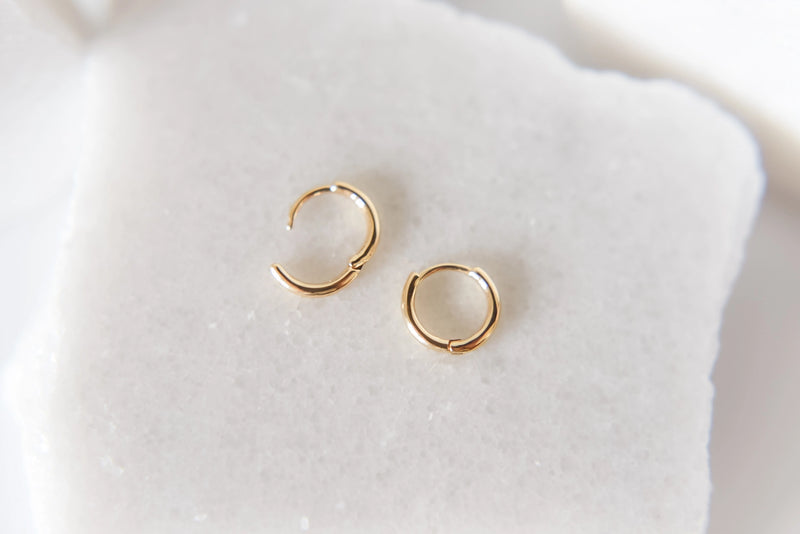 The Nia Gold Plated Dainty Hoops - Huggies - Hypoallergenic