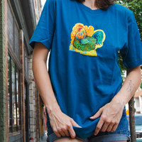 Henrietta - Unisex Short Sleeved T-Shirt - Designed by Sadie Rothenberg - Blue