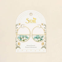 Pressed Flower Hoop Earring - Blue Baby's Breath/Gold