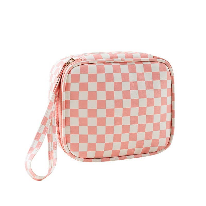 Cute Checkered Travel Tote - Perfect Gift - Makeup, Jewelry & Art Supplies