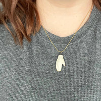 Ceramic White and Gold Hand Pendant Necklace