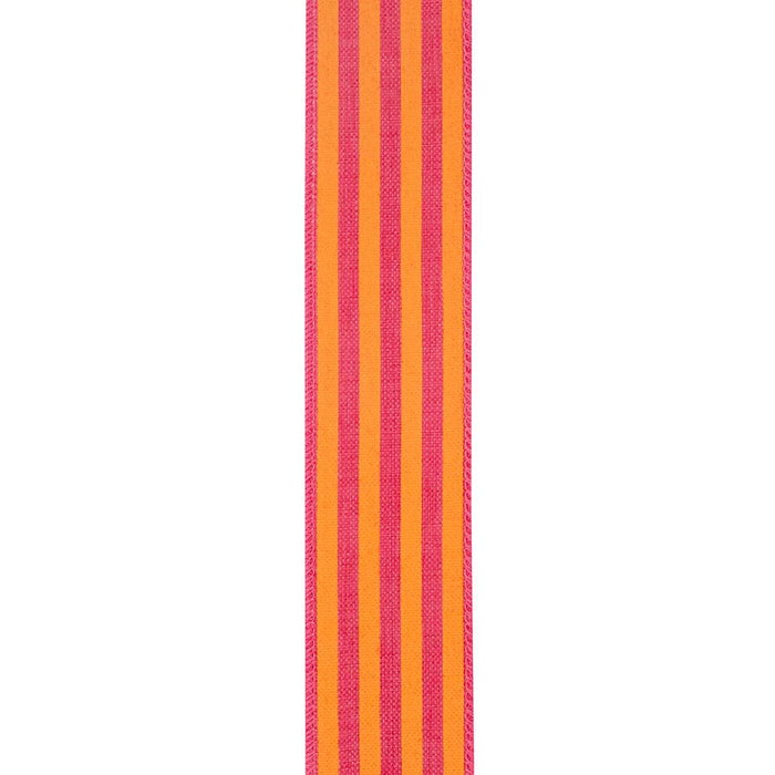Broad Striped Linen, Orange/fuchsia, 1-1/2 In