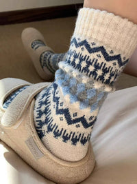 Rufia - Nordic Patchwork Knit Crew Socks