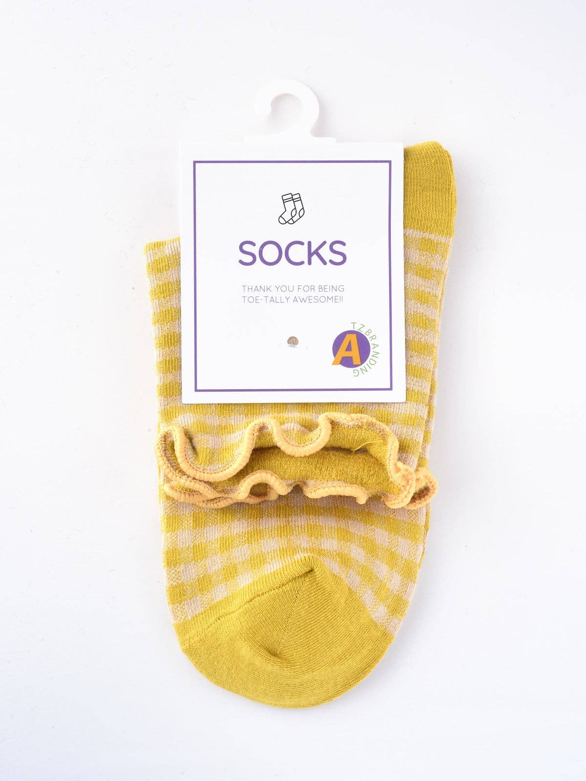Rufia - Colorful Check Pattern Lace Socks: Orange / One Size