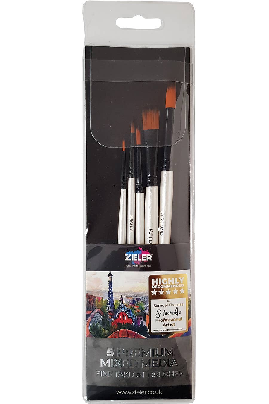 Zieler® Premium Mixed Media Brush Wallet (Set Of 5)