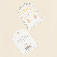 Pressed Flower Thread Earring - Pink Lace Flower/Gold / Scout