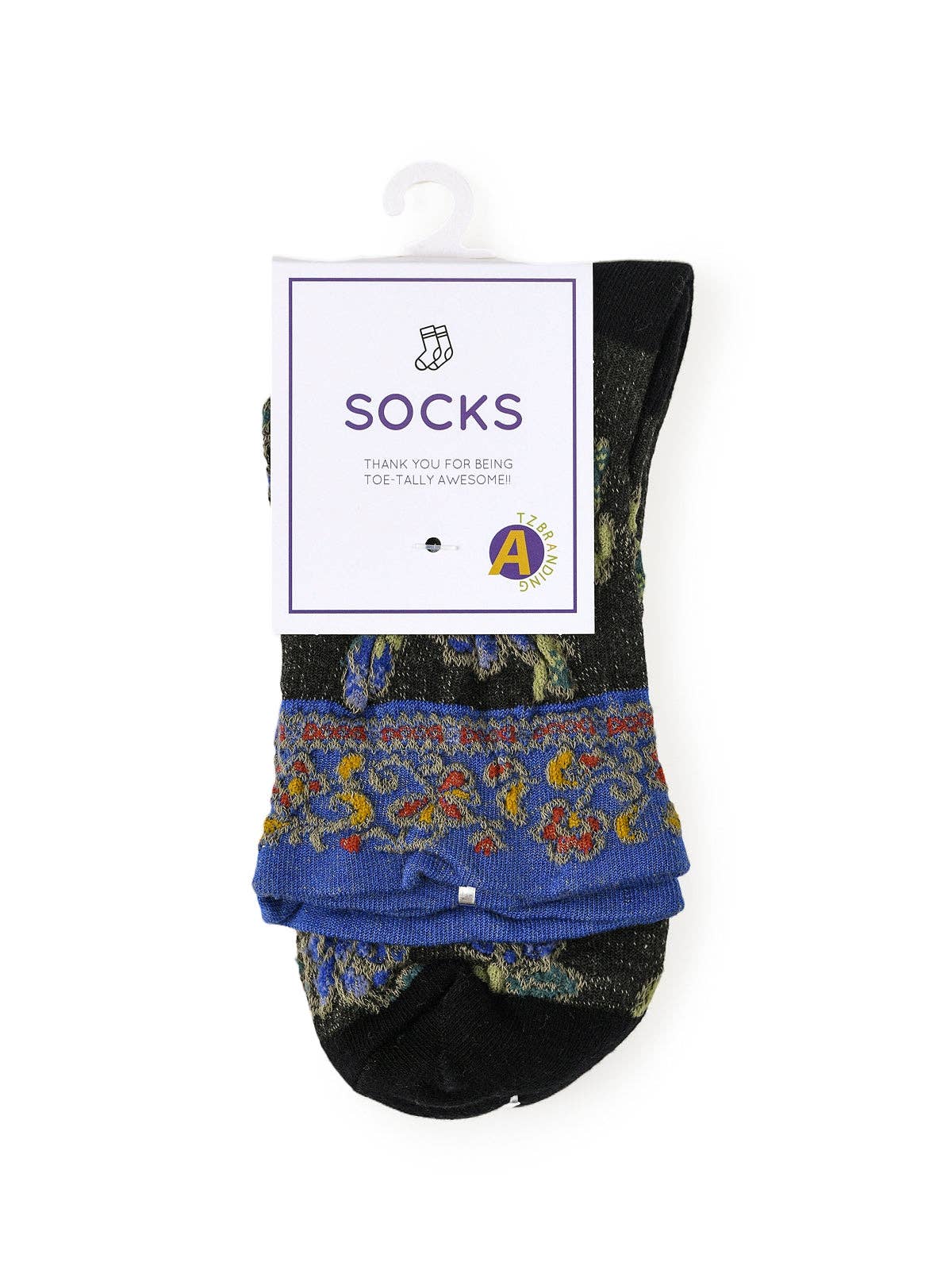 Rufia - Embossed Floral Pattern Women's Socks: Blue / One Size