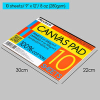 MEEDEN 9x12'' Canvas Paper Pad, 20 Sheets, Triple Primed