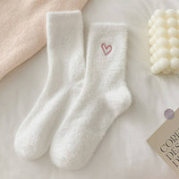 Pink Heart Fluffy Socks Women Winter Warm & Cozy