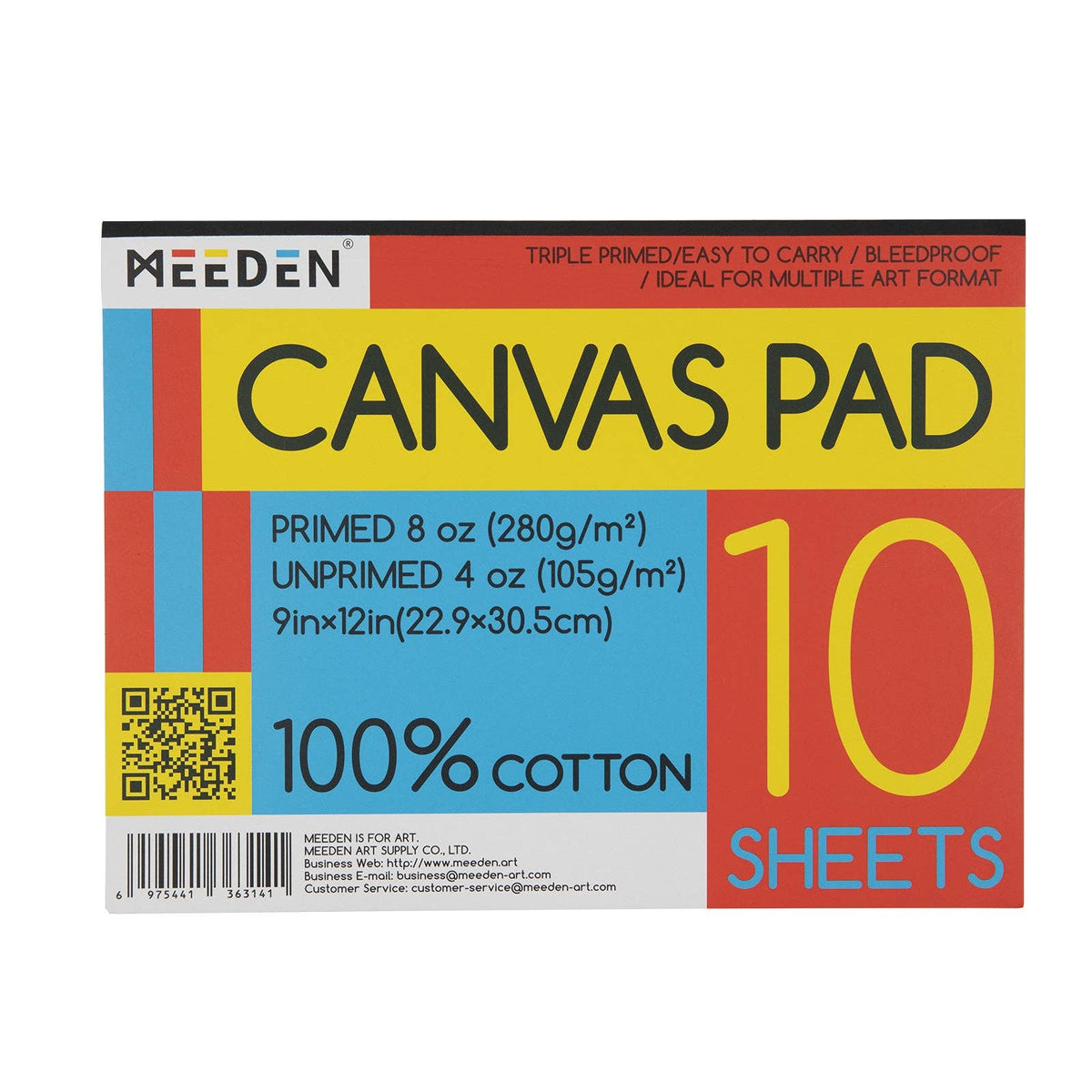 MEEDEN 9x12'' Canvas Paper Pad, 20 Sheets, Triple Primed