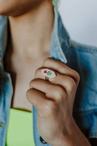 Framed floral ring