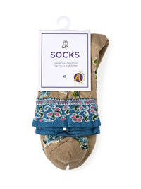 Rufia - Embossed Floral Pattern Women's Socks: Black / One Size