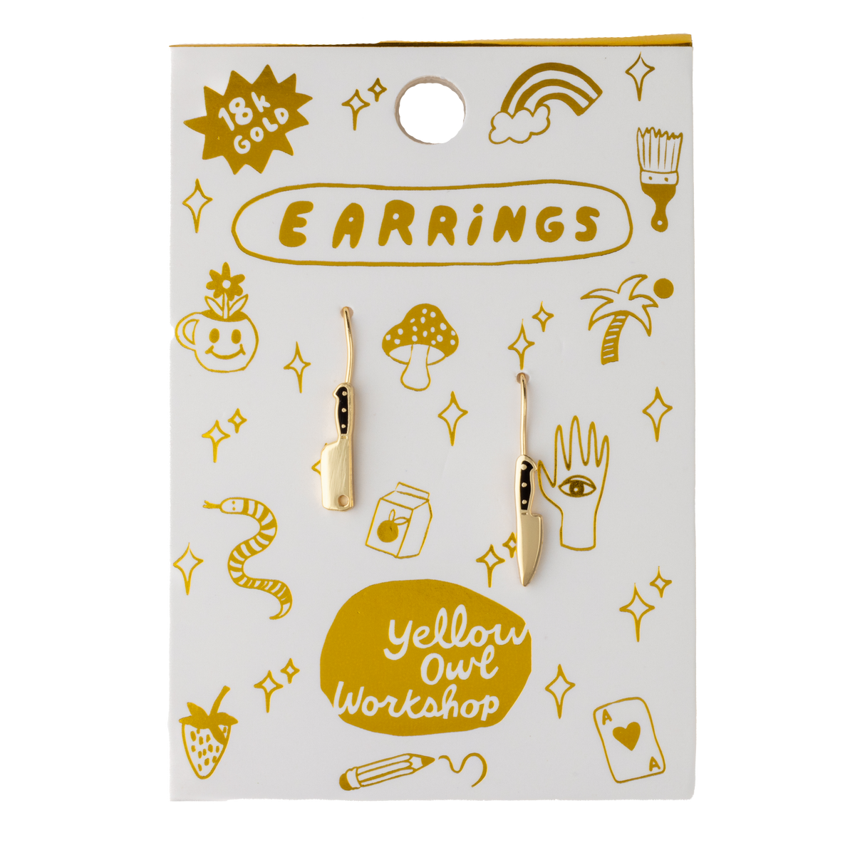 Knife & Cleaver Gold Drop Earrings | Foodie & Chef Gift