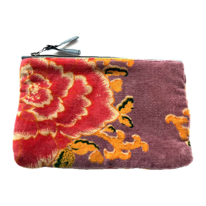 Napoli Velvet Pouch - Peonies Grape