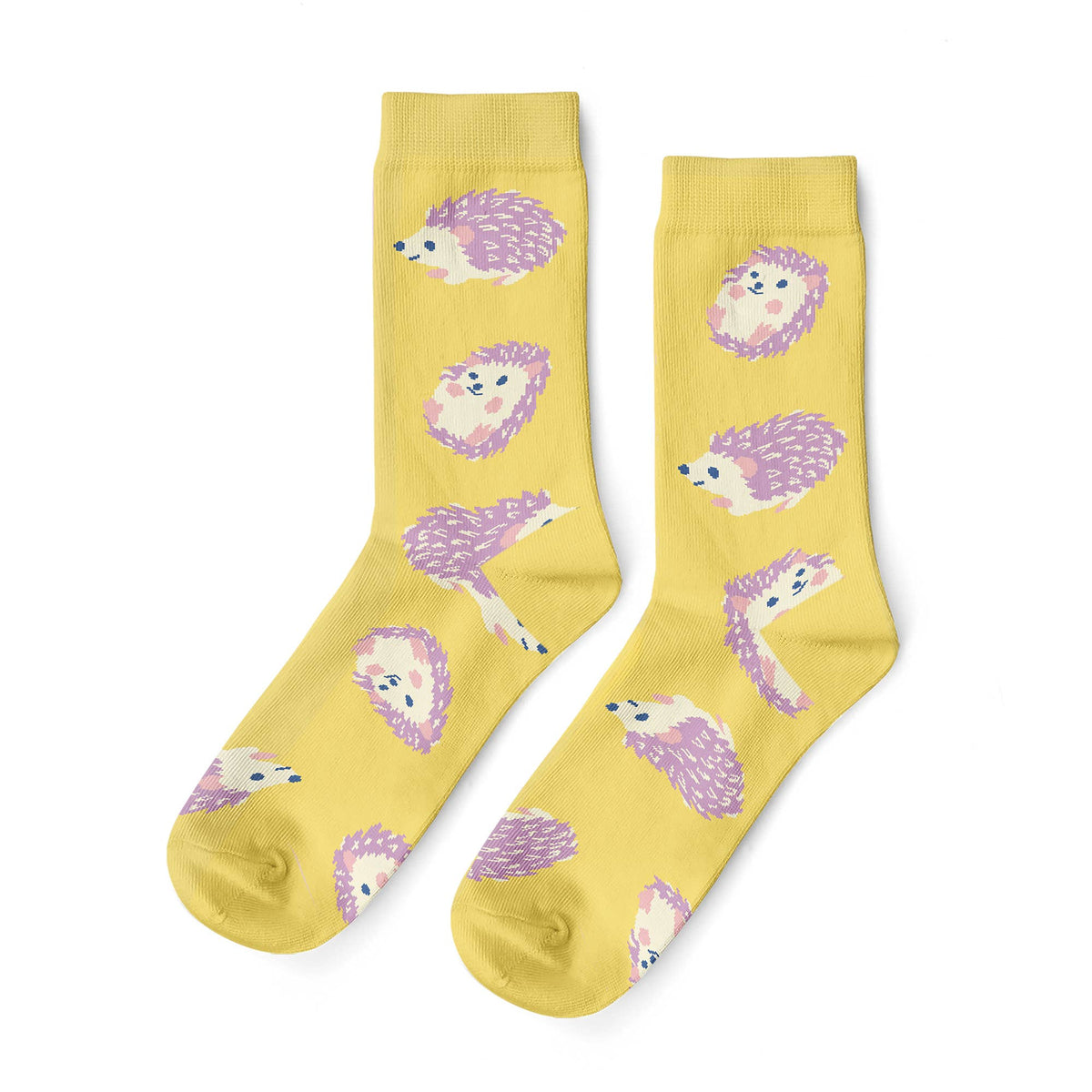 CURIO Hedgehogs Crew Socks | Cute Animal Nature Gift | Small