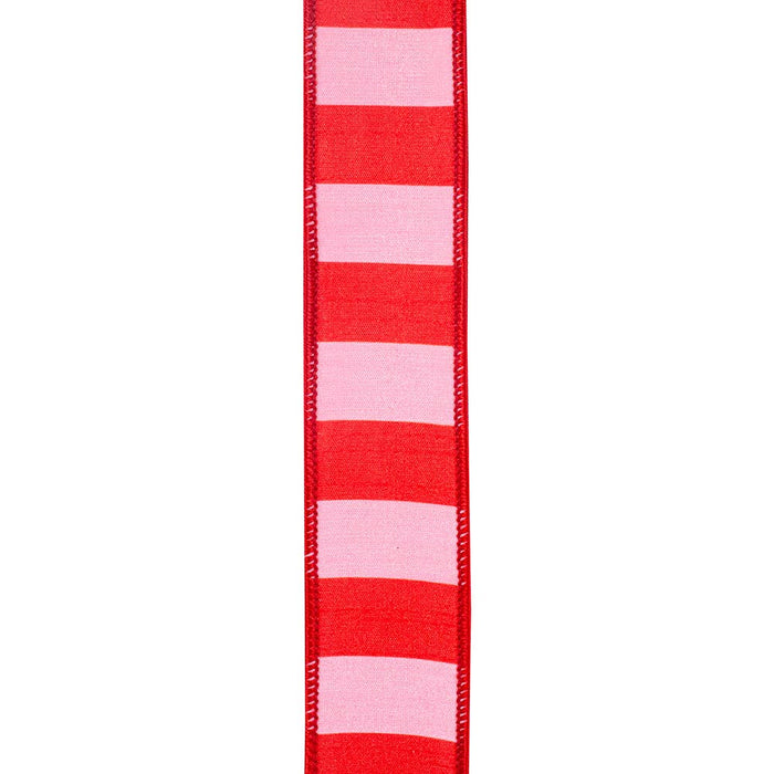 Cabana Striped Dupioni, Pink/red, 1-1/2 In