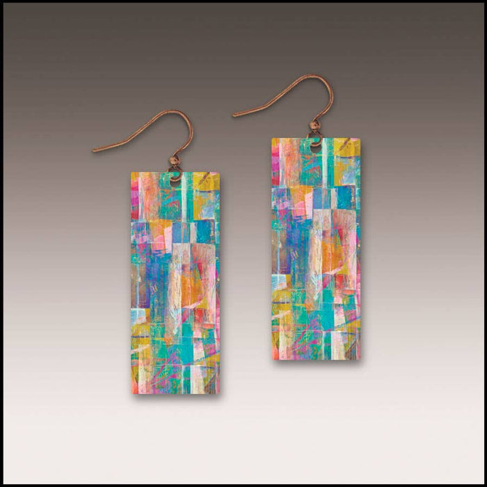 Mosaic Abstract Rectangle Handmade Earrings