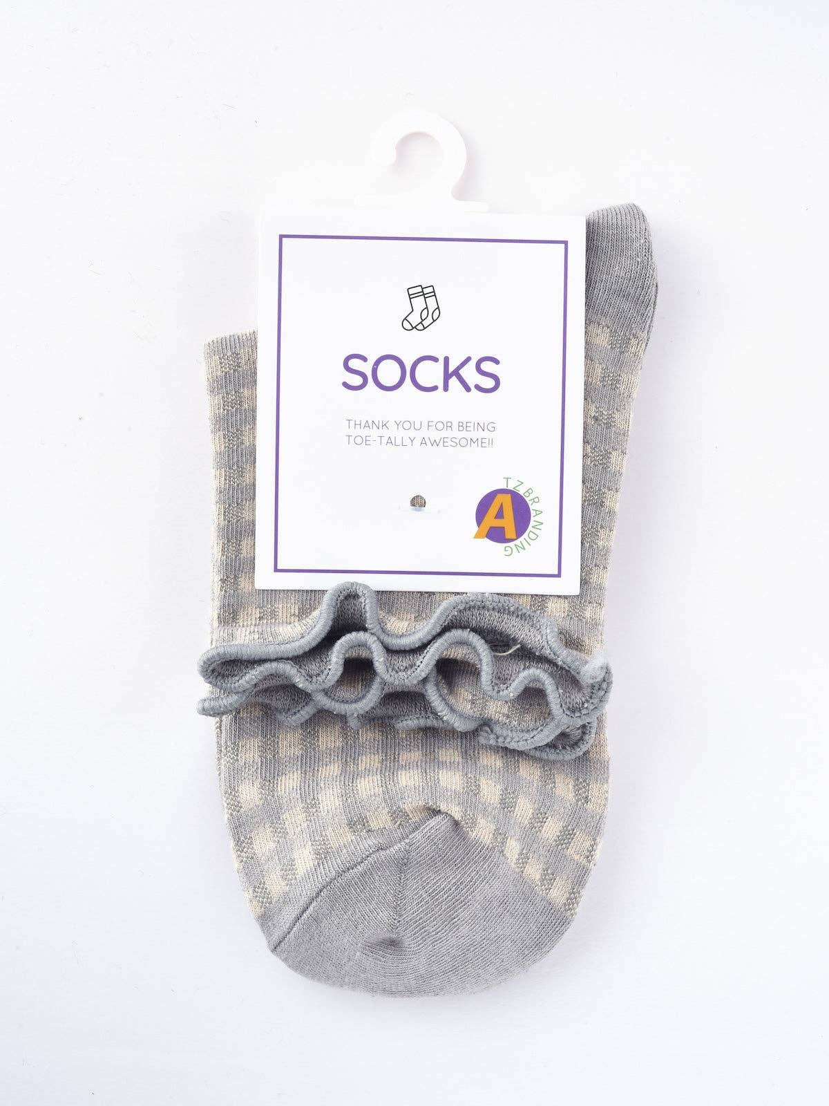 Rufia - Colorful Check Pattern Lace Socks: Grey / One Size