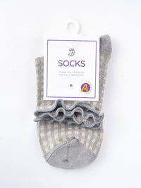 Rufia - Colorful Check Pattern Lace Socks: Orange / One Size