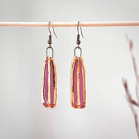 Pink and Gold Striped Clay Earrings