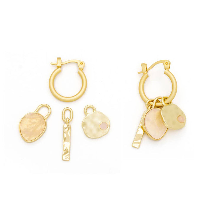 Interchangeable Charm Earring - Rose Quartz/Love/Gold / Scout