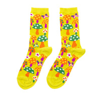 Mushroom Butterfly Crew Socks | Retro 70s Gift | Small