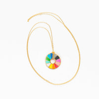 Color Wheel Pendant Necklace | Gold Jewelry Artist Gift