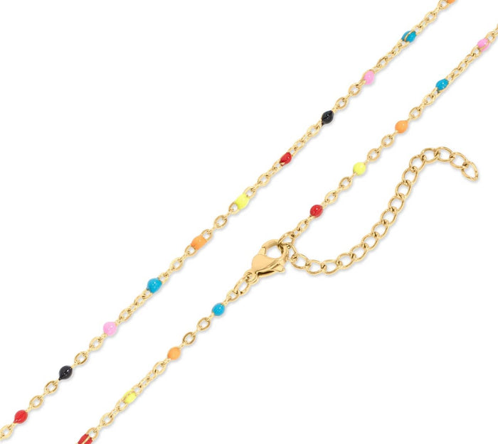 Paisley multi confetti chain necklace | 18k gold plated