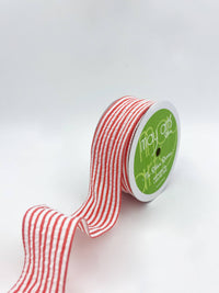 1.5" Wired Candy Apple Red & White Seersucker Ribbon