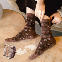 Embroidered Mid Calf Vintage Pattern Socks / AC City