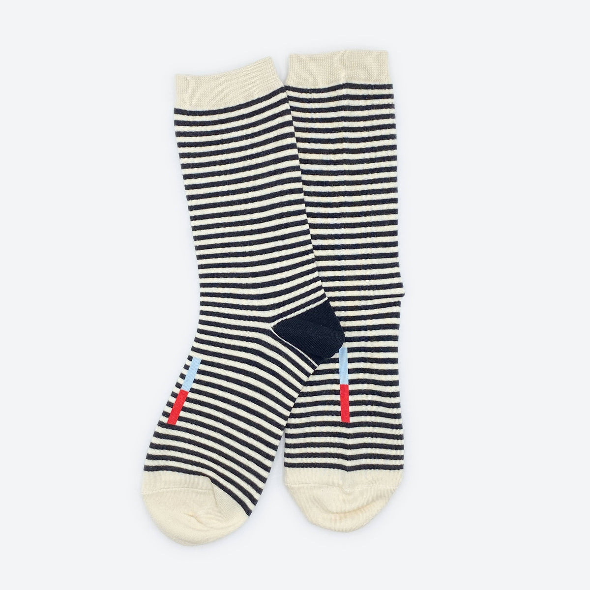 Cole Black and White Striped Crew Socks / Hooray Sock Co.