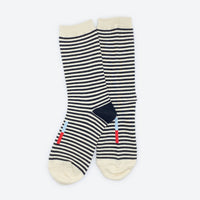 Cole Black and White Striped Crew Socks / Hooray Sock Co.