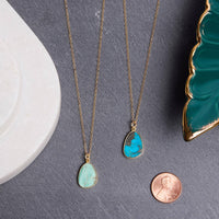 Gold Filled Turquoise Slice Oval Necklace / Soul & Little Rose