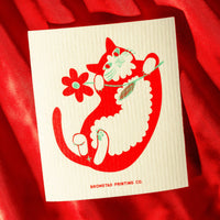 Flower Cat - Swedish Dishcloth